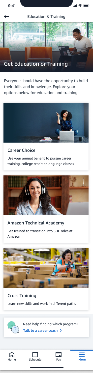 Get education or training — Career Choice, academies, cross-training.