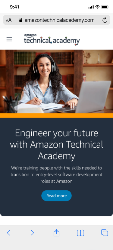 The Amazon Technical Academy landing page.