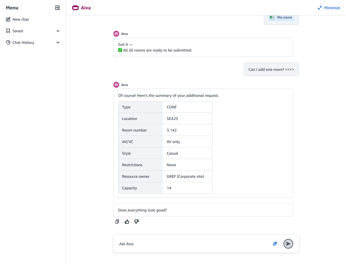 A review-and-submit screen validating the batch and summarizing every room before creation.